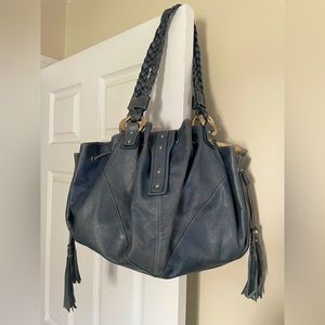 Tess Loriani. Milano Steel Blue Leather Handbag